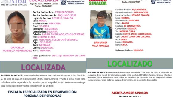 Localizan con vida a Graciela, su hijo y dos personas más; agradece Fiscalía de Sinaloa colaboración ciudadana