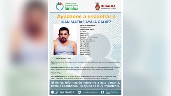 Juan Matías desapareció en El Fuerte; sus familiares lo buscan