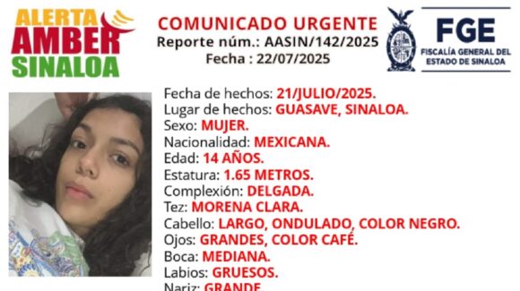 Activan Alerta Amber por la desaparición de Julissa en Guasave