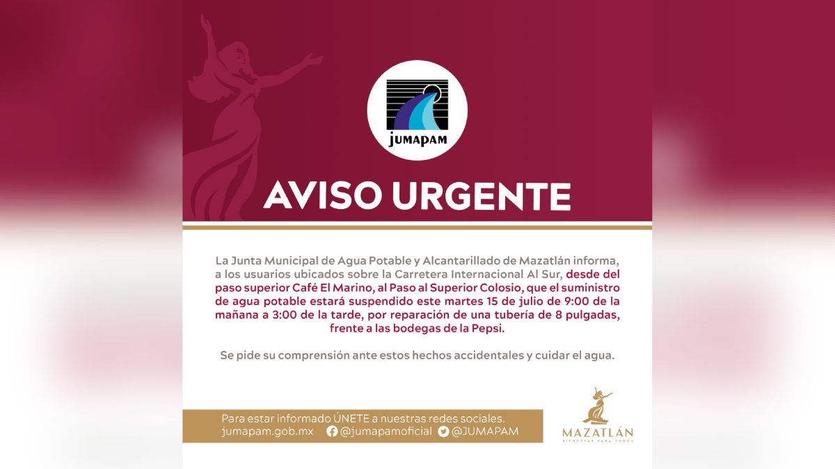 Aviso urgente de Jumapam