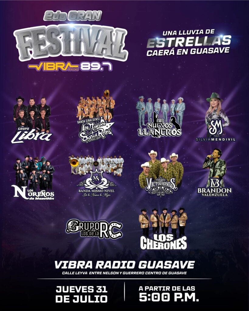Cartelera del segundo festival vibra radio guasave