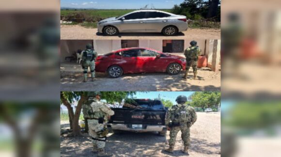 Ejército recupera tres vehículos con reporte de robo en zona rural de Culiacán