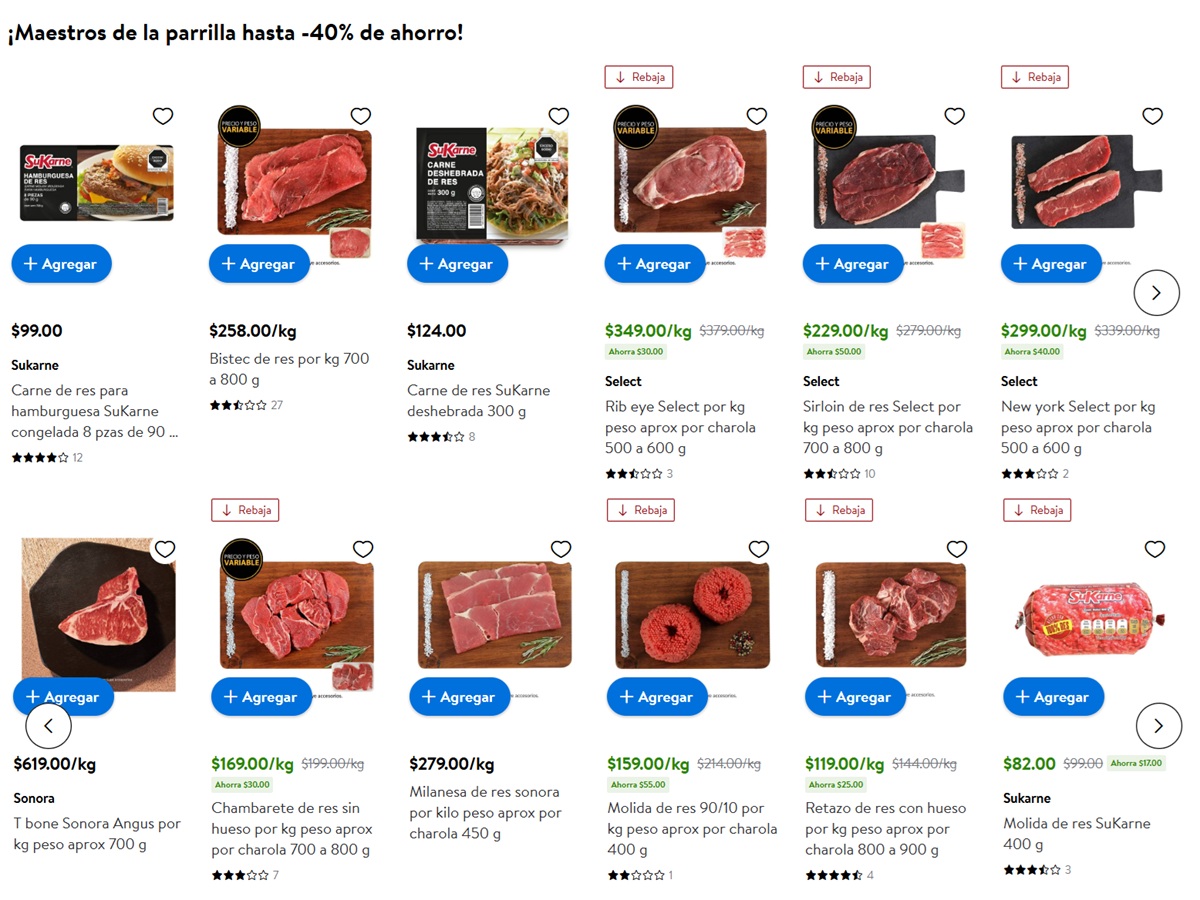 Ofertas de Walmart en carnes y pescados