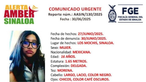 Lanzan alerta Amber para localizar a Yaretzi Aimara en Los Mochis