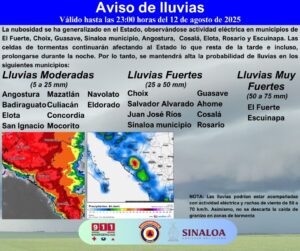 Aviso de lluvias para Culiacán