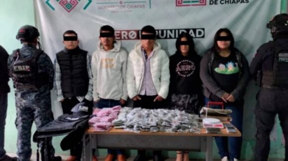Capturan en Chiapas a cinco presuntos miembros del CJNG con armas y equipo táctico