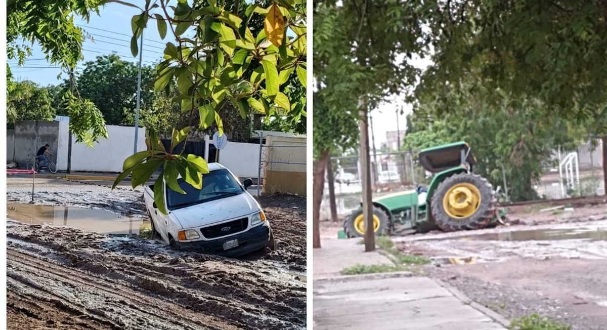 Carros y tractores caen en socavón en Juan José Ríos