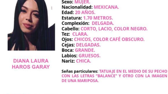 Activan Protocolo Alba para localizar a Diana Laura, joven desparecida en Culiacán