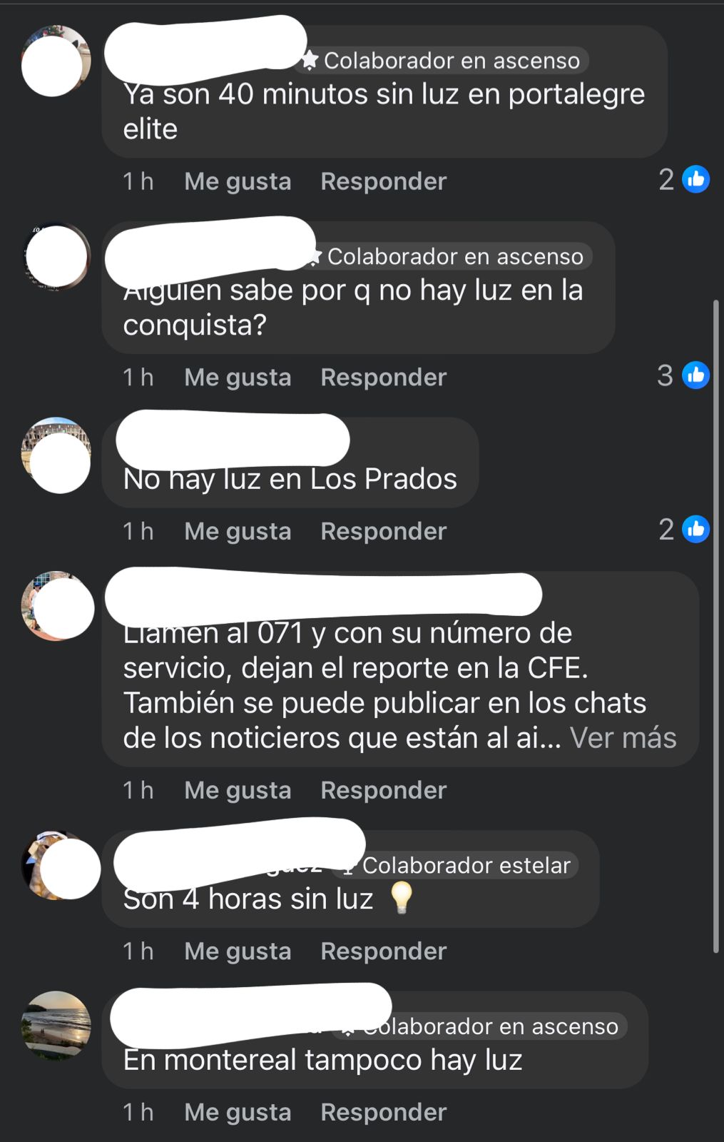 Quejas por apagon en La Conquista 3