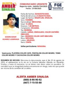 Alerta Amber de Edwin Kenay, desaparecido en Mazatlán