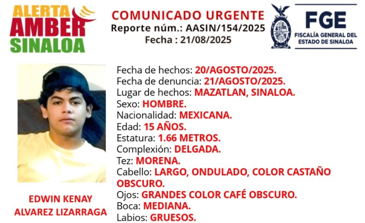 Alerta Amber de Edwin Kenay, desaparecido en Mazatlán