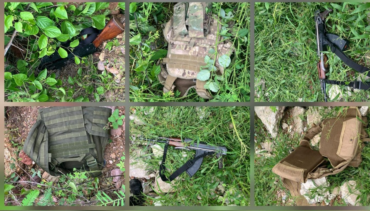 Aseguran armas y chalecos tácticos en el monte en Culiacán