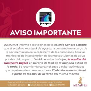 aviso importante de jumapam
