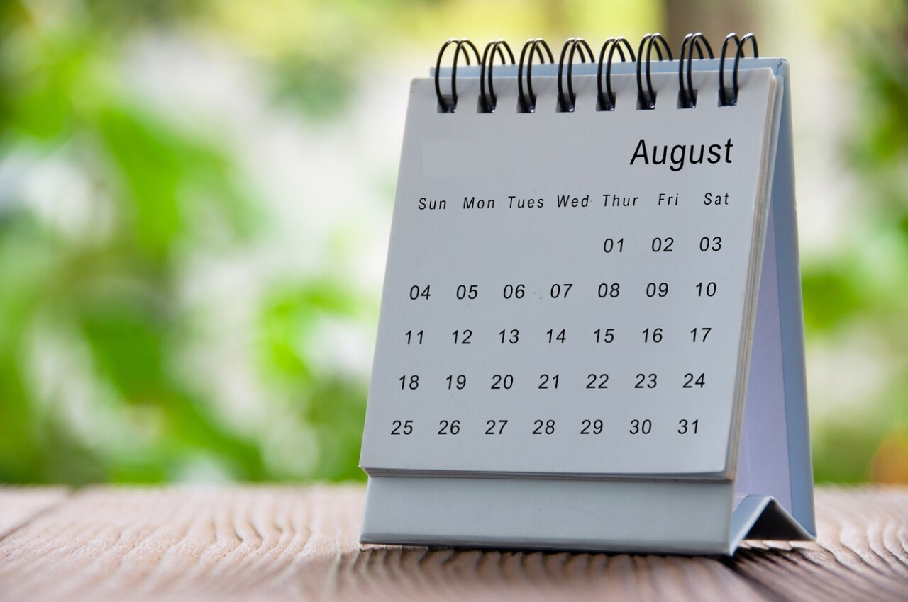 Calendario de agosto