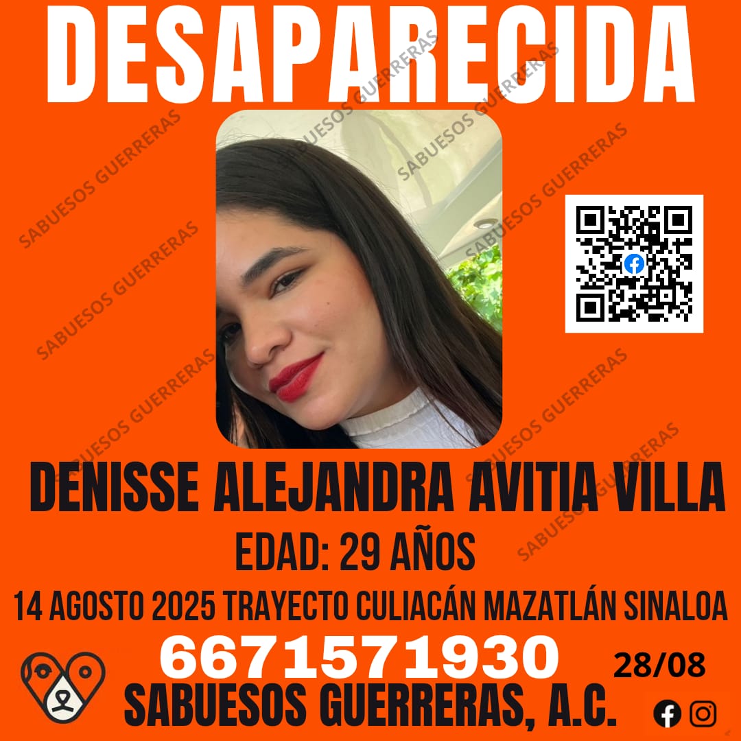 Denisse Alejandra Avitia Villa, ficha de desaparición
