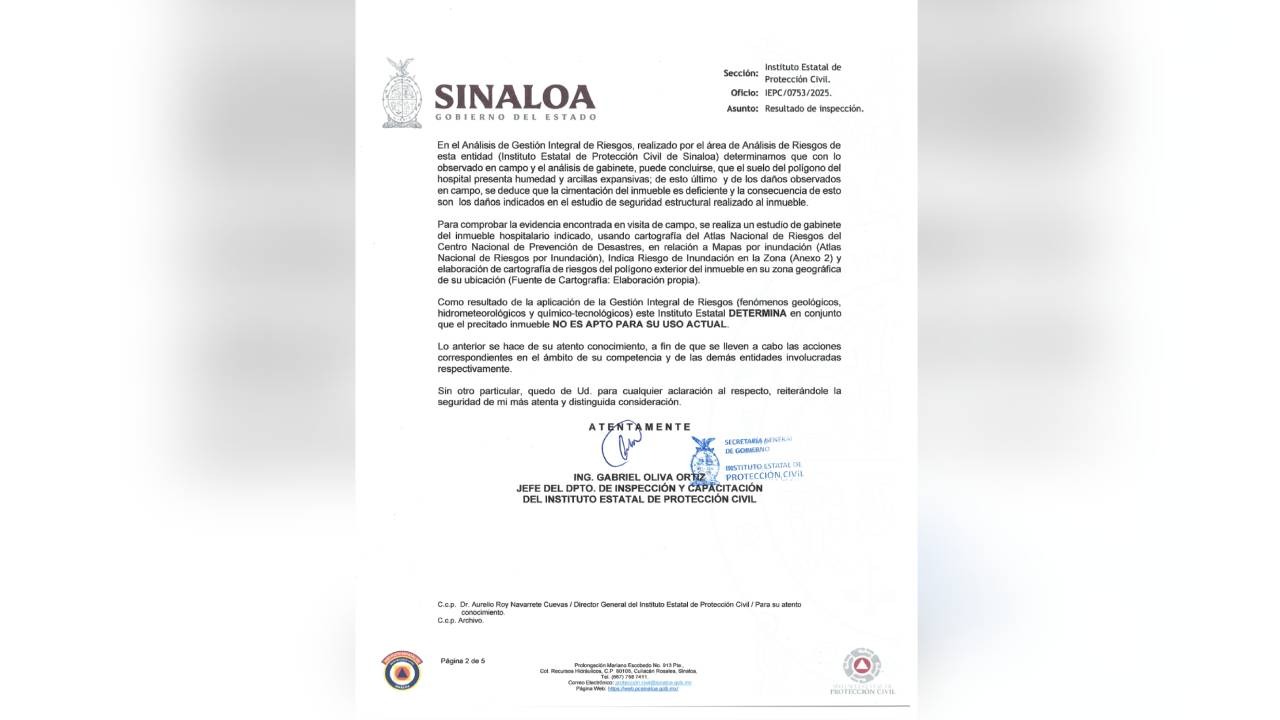 dictamen de seguridad estructural del hg imss bienestar en guamuchil dos