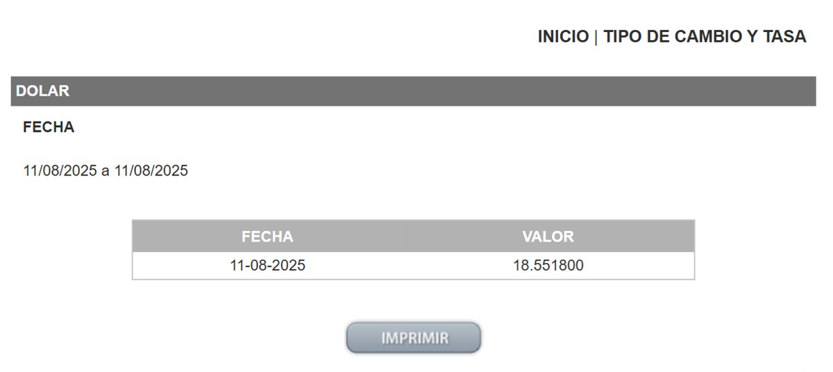 Precio del dólar en el DOF