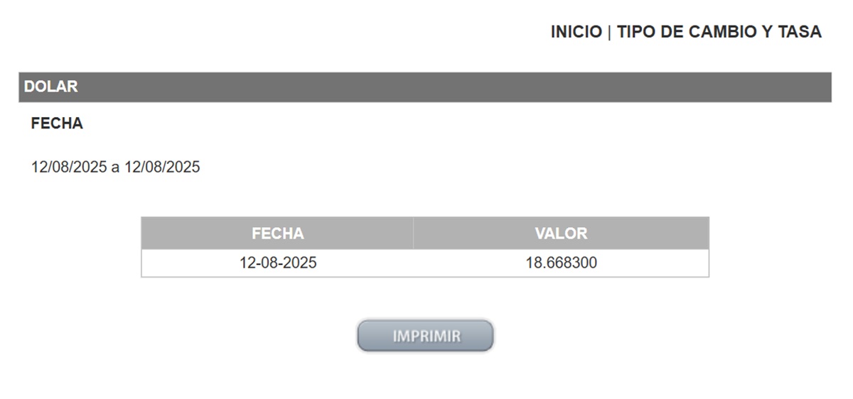 Precio del dólar en el Diario Oficial de la Federación