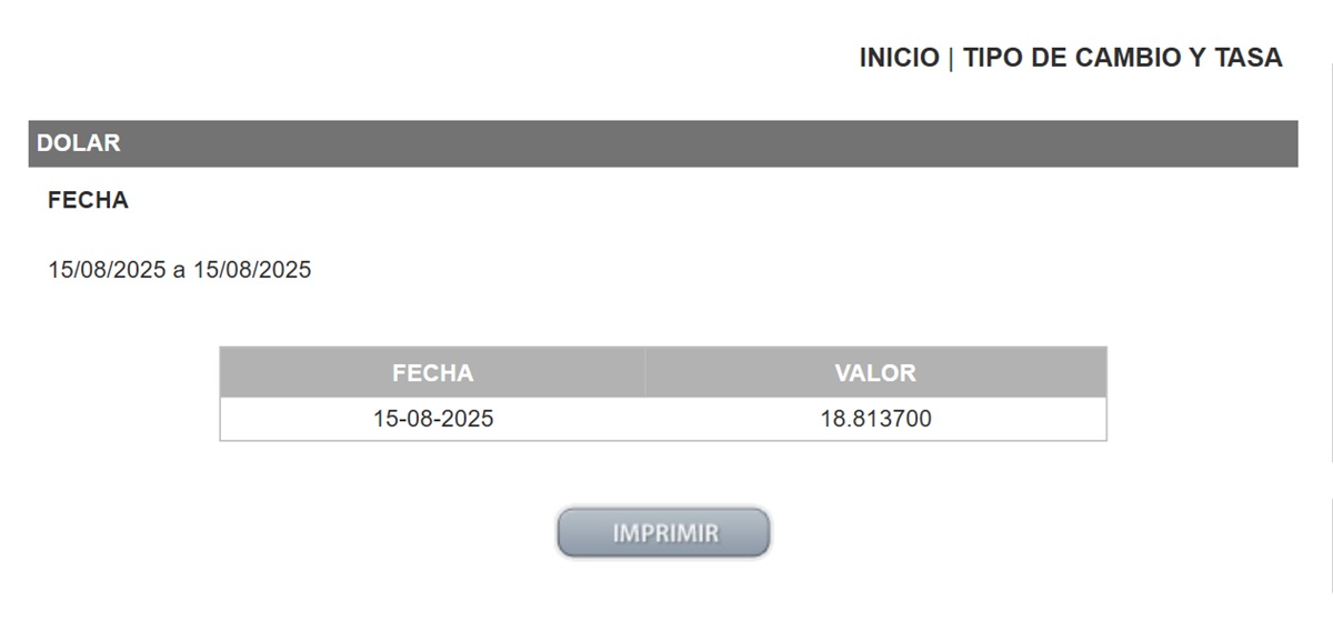 Precio del dólar en el DOF