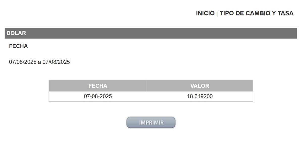 Precio del dólar en el DOF
