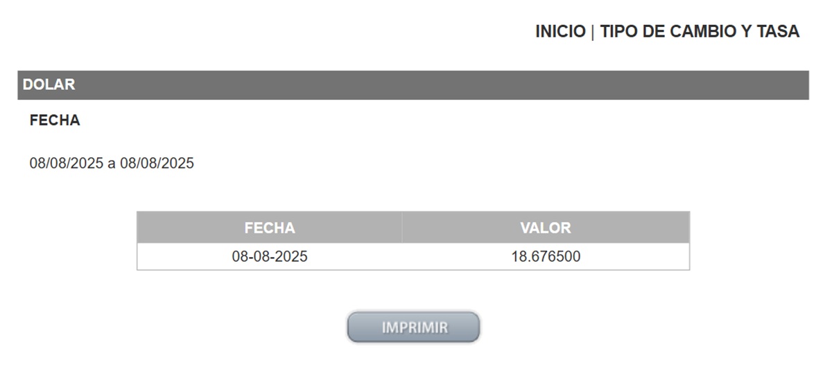Precio del dólar en el DOF