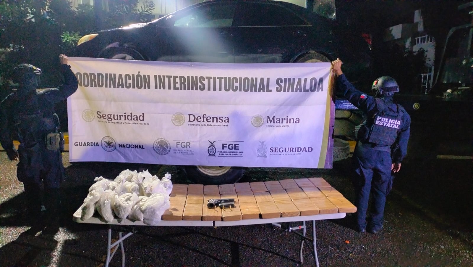 Aseguran fentanilo, arma y vehículo en Navolato