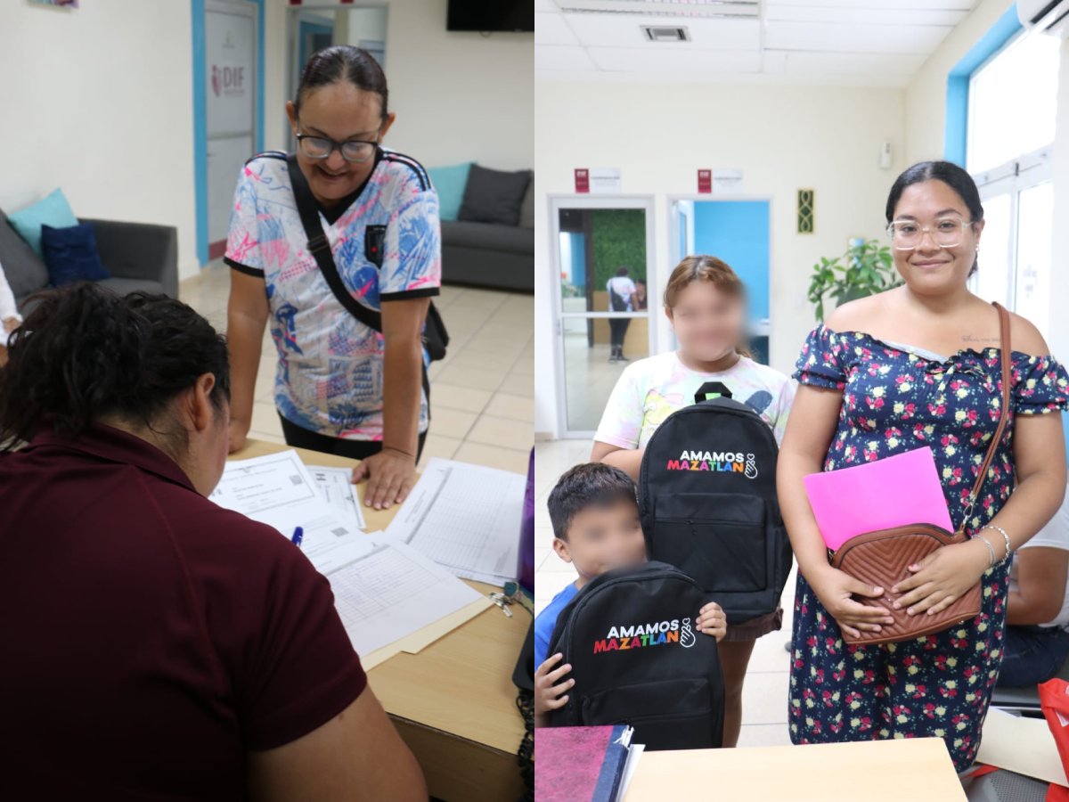 entrega de mochilas por parte del DIF Mazatlán