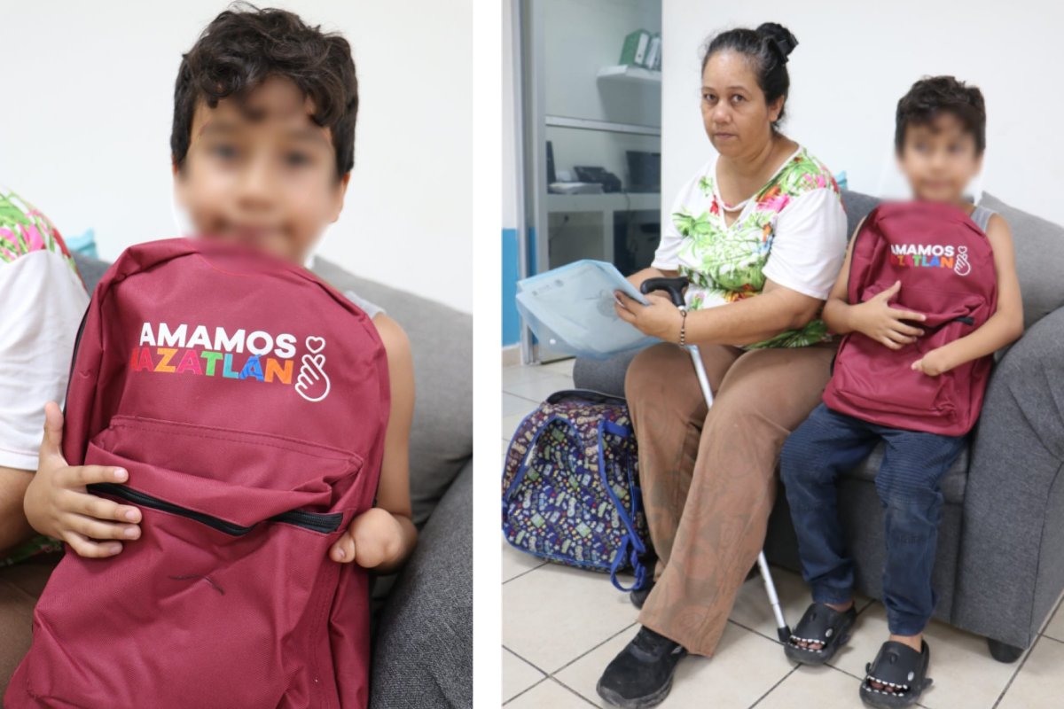 entrega de mochilas por parte del DIF Mazatlán