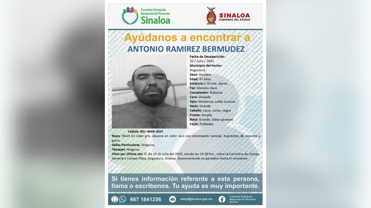 ficha de búsqueda de Antonio Ramírez Bermúdez