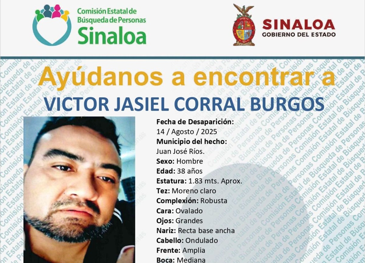 Buscan a Víctor Jasiel Corral, desaparecido en Juan José Ríos