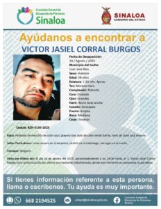 Buscan a Víctor Jasiel Corral, desaparecido en Juan José Ríos