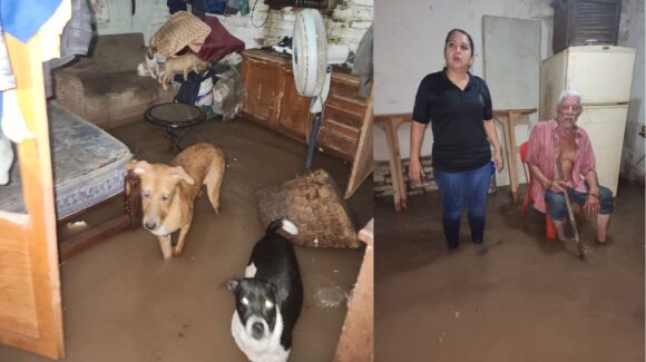 Con el agua hasta las rodillas terminaron vecinos de la colonia Pablo Macías, en El Fuerte, tras intensa lluvia