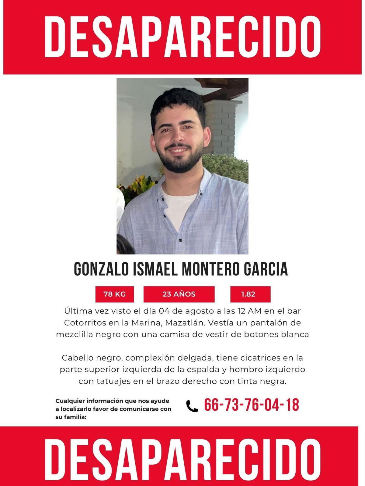 Gonzalo Ismael desaparcido en Mazatlán