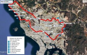 Mapa de zonas afectadas por falla en suministro de agua potable