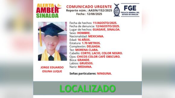 Jorge Eduardo, el menor desaparecido en Guasave, ya fue localizado
