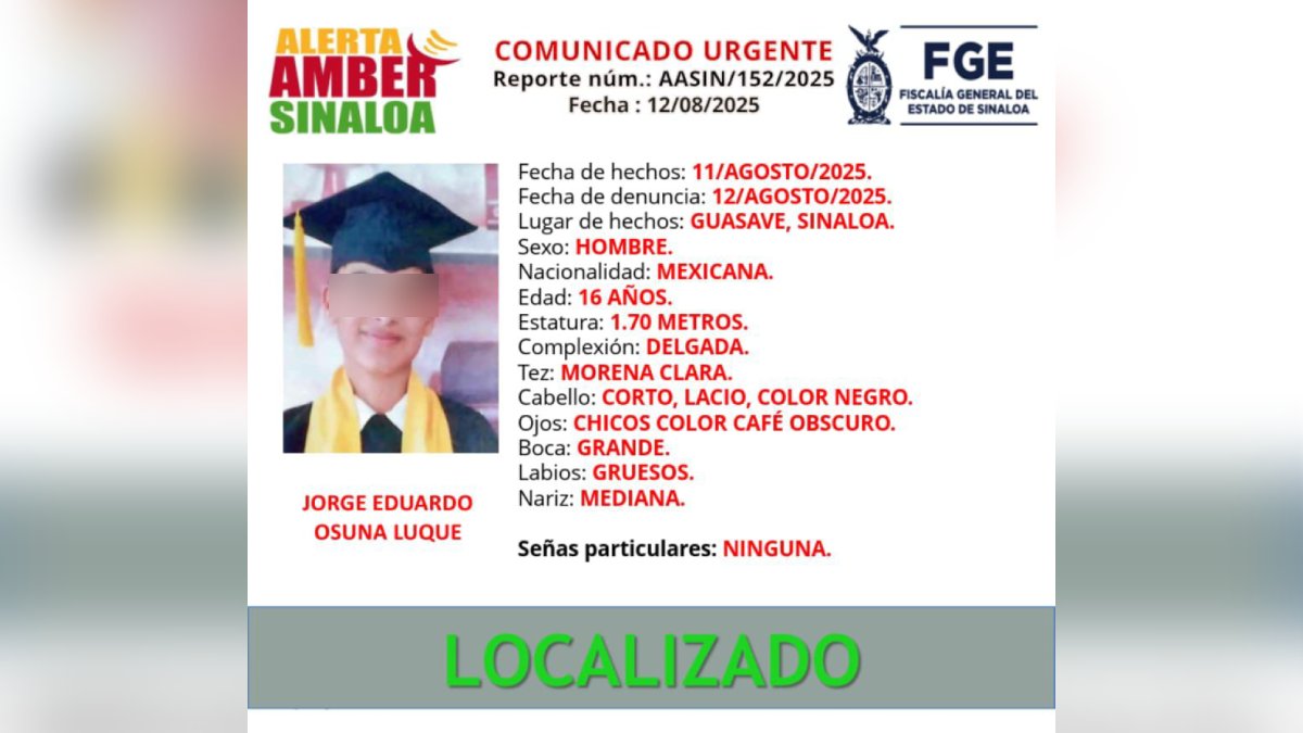Localizan a menor desaparecido en Guasave