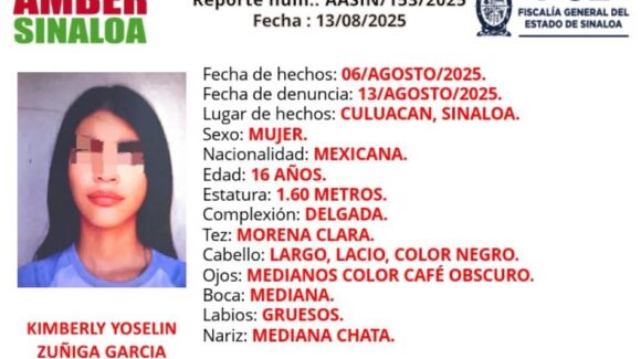 Localizan con vida a Kimberly Yoselín, activaron Alerta Amber en Culiacán