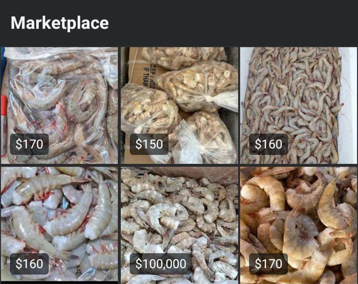 la venta del camaron se puede encontrar hasta en las redes sociales