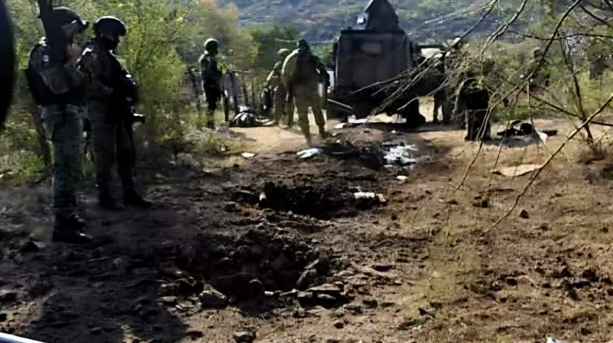 Lugar donde explotó una narcomina en Michoacán