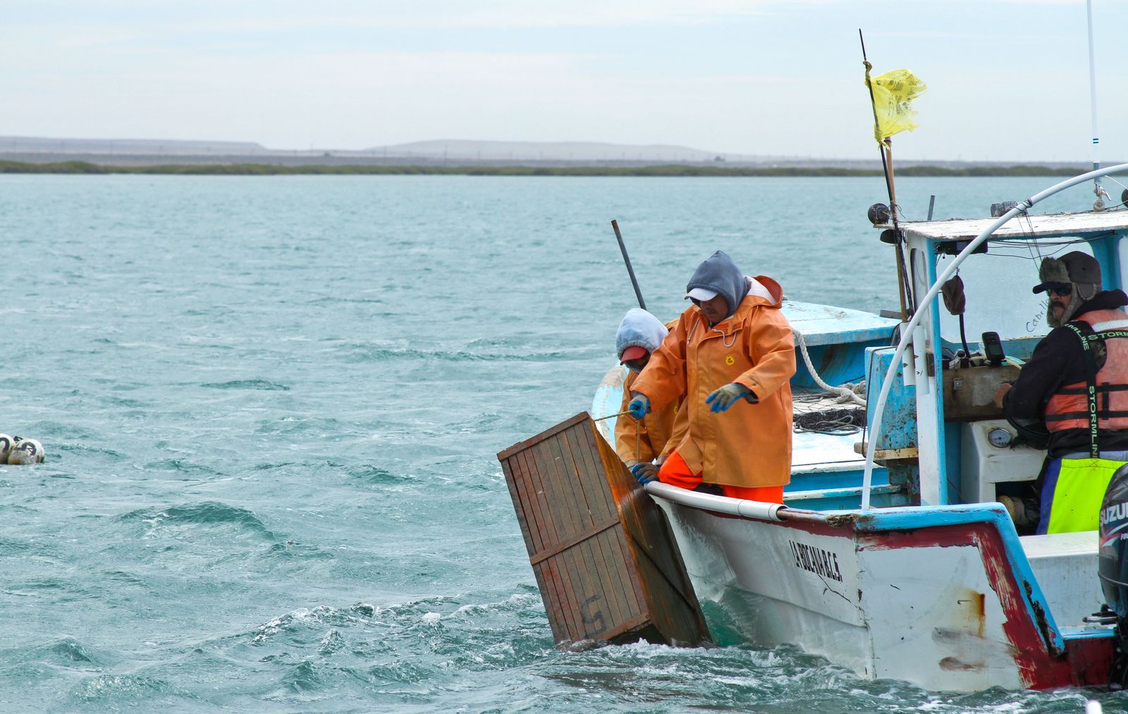 pescadores en el mar