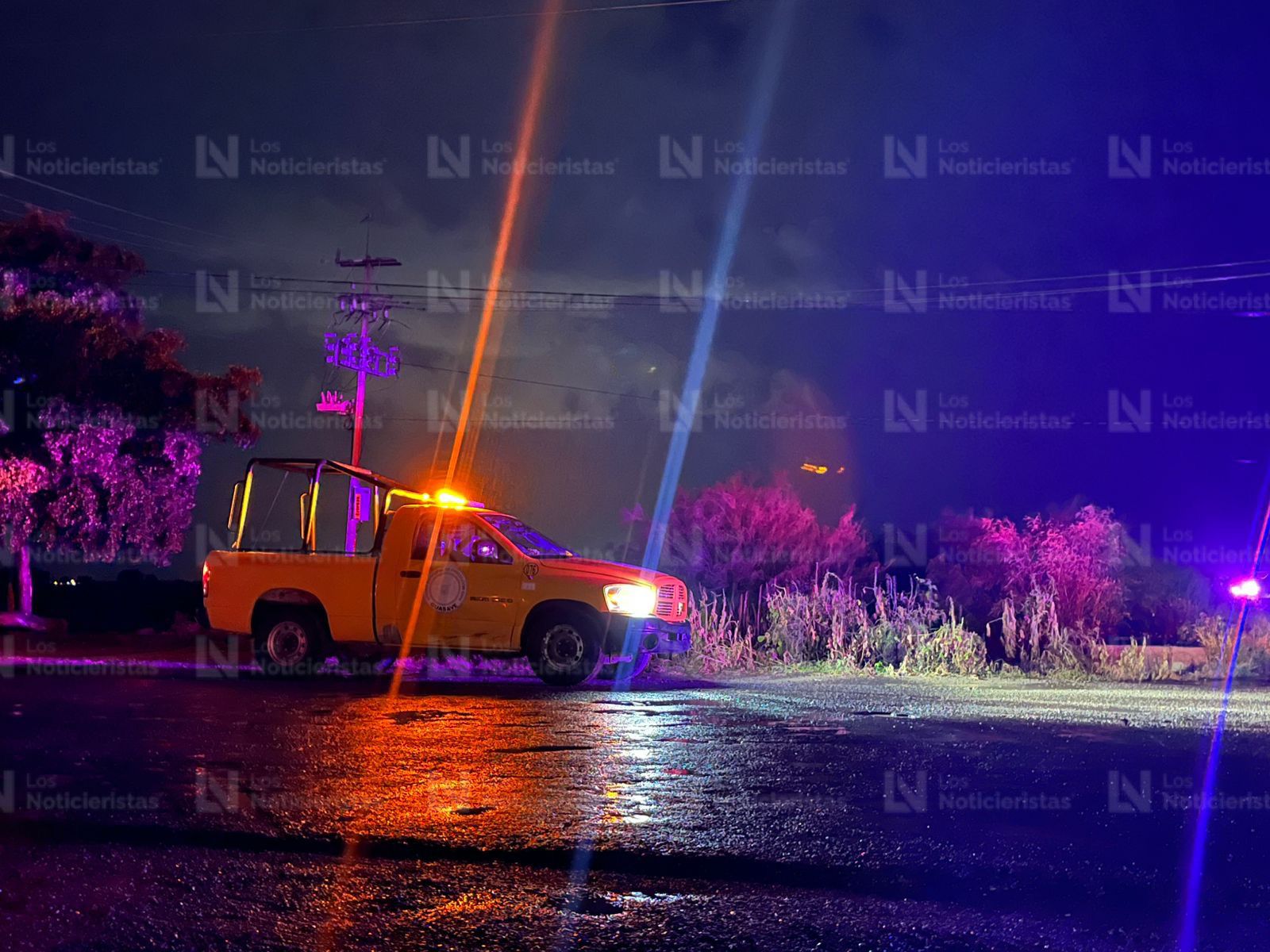 Poste cae sobre un auto tripulado por seis personas en La Bebelama