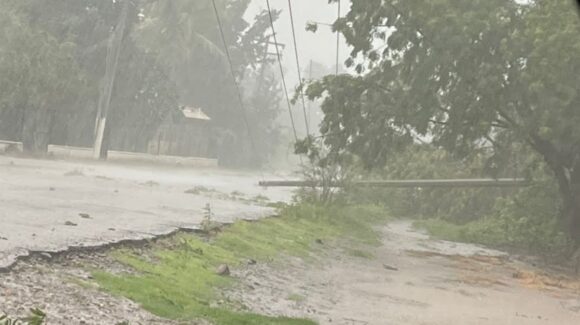 Fuertes lluvias dejan carreteras inundadas, un poste y árboles caídos en Sinaloa municipio