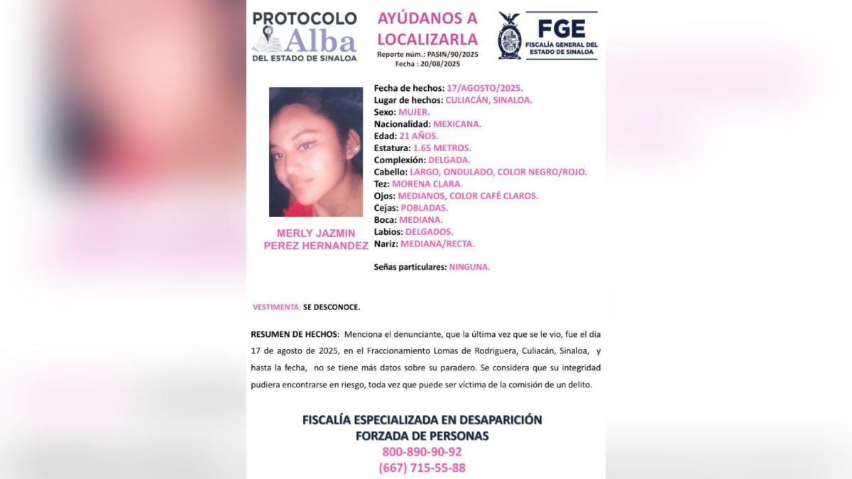 Protocolo Alba para localizar a Merly Jazmín