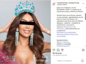 Publicación sobre Isadora Lagos, Miss Guerrero 2024