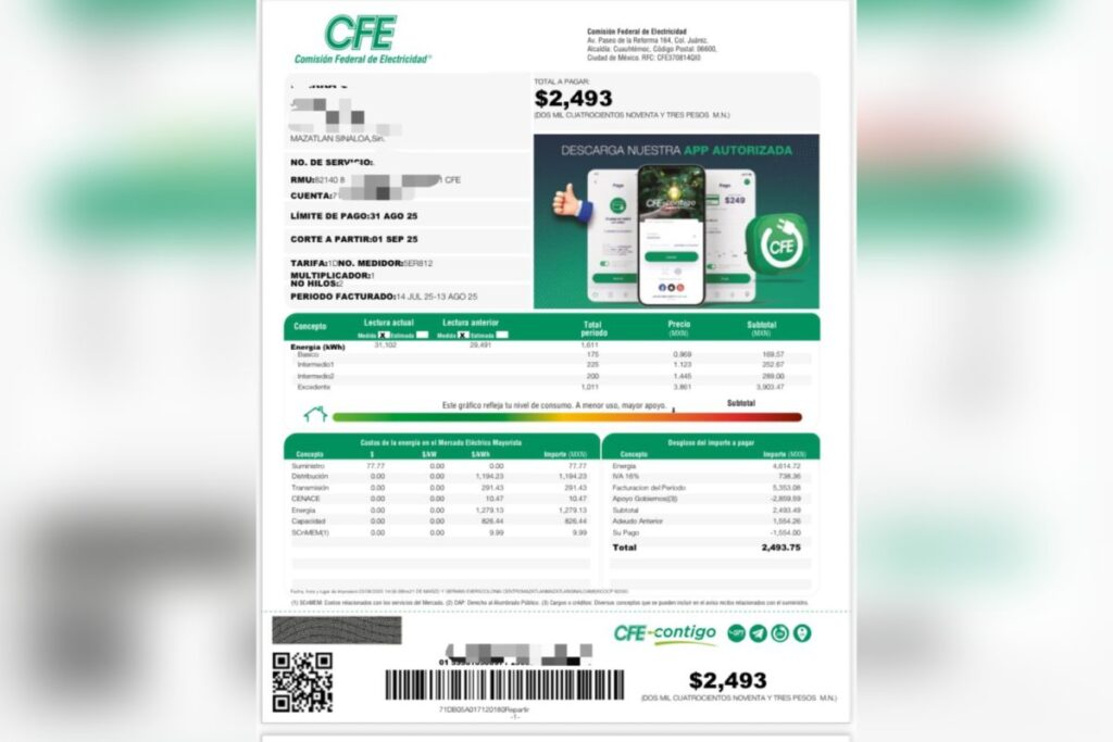Recibo digital de CFE