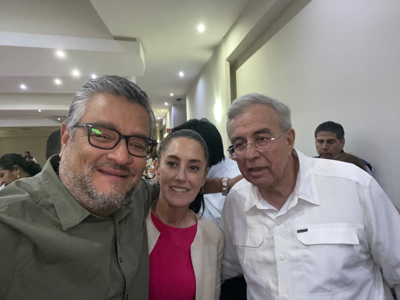 Renato Ocampo Alcántar con Claudia Sheinbaum y Rubén Rocha