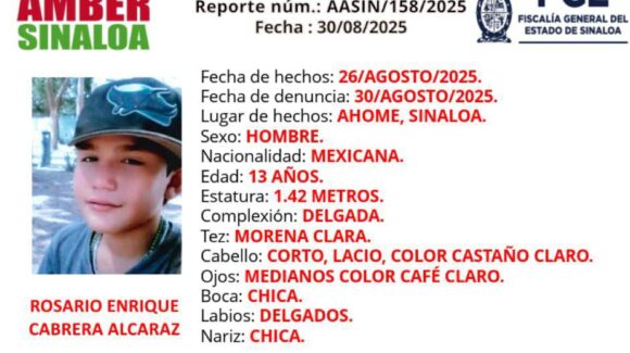 Activan alertas de búsqueda para dar con el menor de 13 años, Rosario Enrique, desaparecido en Los Mochis