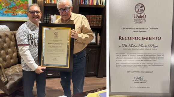 Por su liderazgo y visión humanista, la UAdeO reconoce al gobernador Rubén Rocha Moya