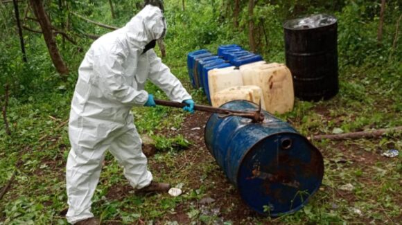 Militares aseguran áreas de almacenamiento de químicos y plantíos de marihuana en Culiacán, Cosalá, Mocorito y Elota