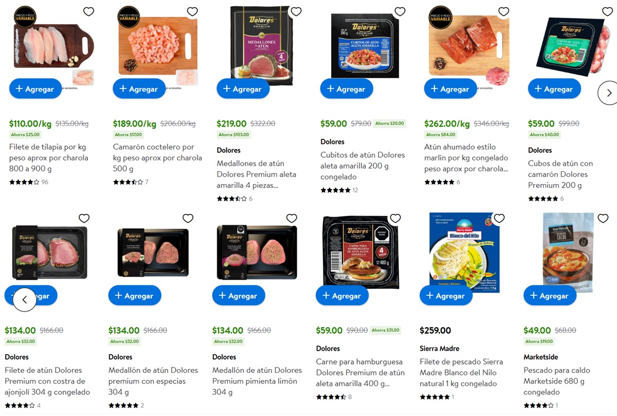 Ofertas de Walmart en carnes y pescados